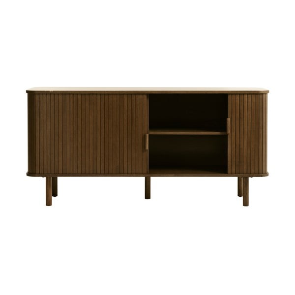 Barna alacsony komód tolóajtóval, tölgyfa dekorral 76x160 cm Cavo – Unique Furniture-image-4