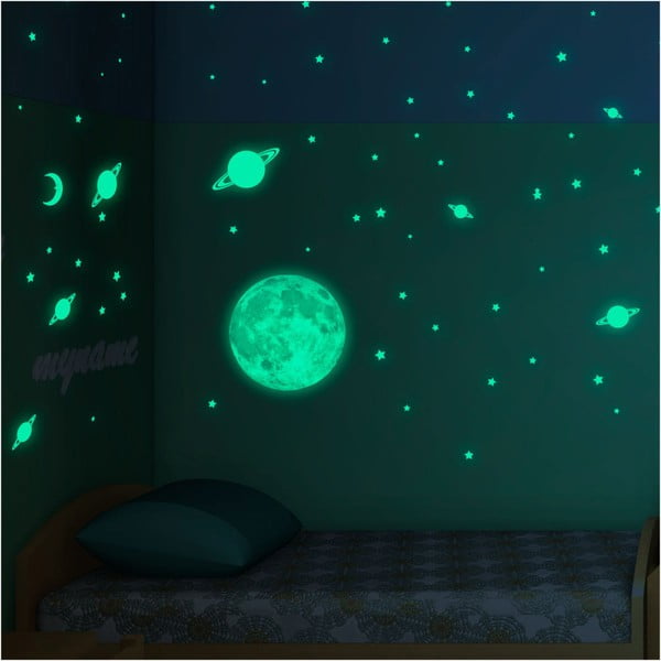 Moon Small Stars and Planets világító, gyerek falmatrica - Ambiance