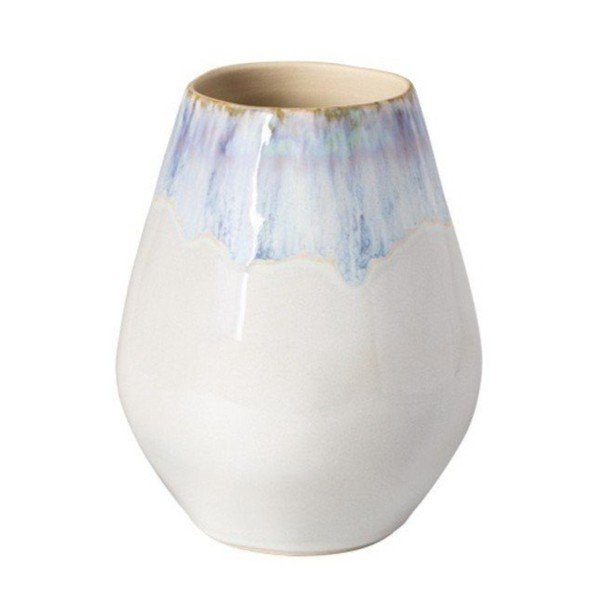 Fehér-kék kőedény kézzel festett váza (magasság 20 cm) Brisa – Costa Nova
