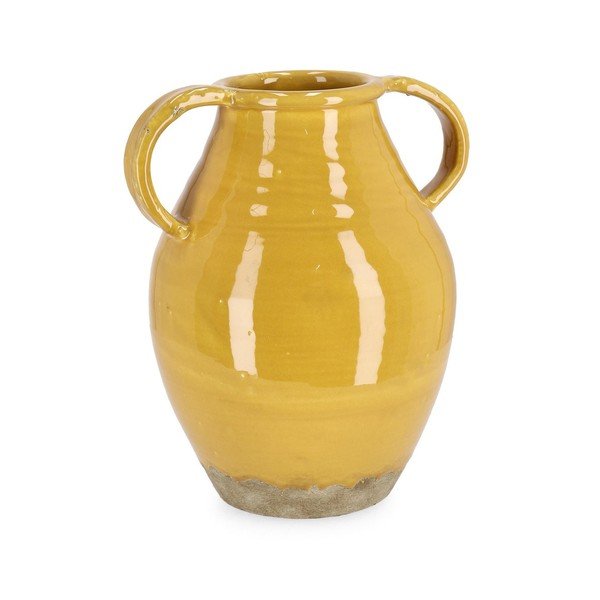 Mustársárga terrakotta kézzel készített váza (magasság 31 cm) Daruma – Bizzotto