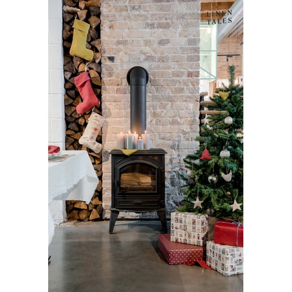 Textil Mikulás zokni Christmas Print Natural – Linen Tales-image-4