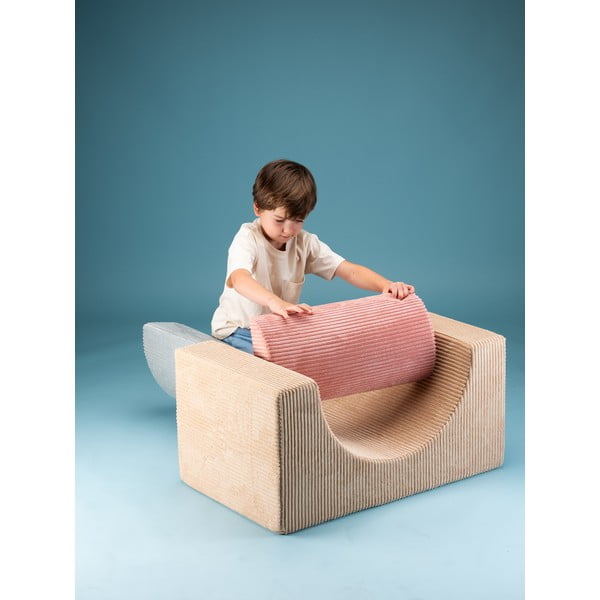 Világosbarna kordbársony habszivacs játszótér 3 db-os magasság 37 cm 75x49 cm Rainbow Montessori – Wigiwama-image-3