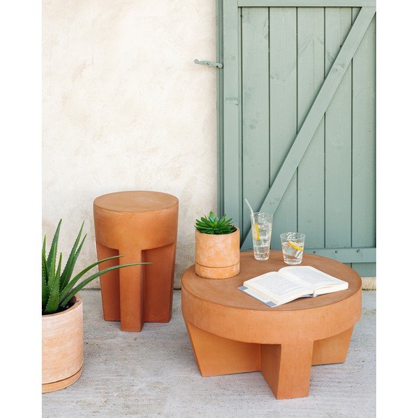 Vilena terrakotta színű beton kerti tárolóasztal, ⌀ 33 cm - Kave Home-image-2