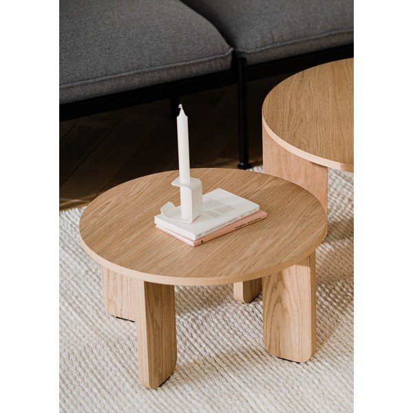 Natúr színű kerek dohányzóasztal tölgyfa dekoros asztallappal ø 55 cm Kuvu – noo.ma-image-1