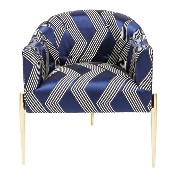 Kimono kék fotel, aranyszínű lábakkal - Kare Design