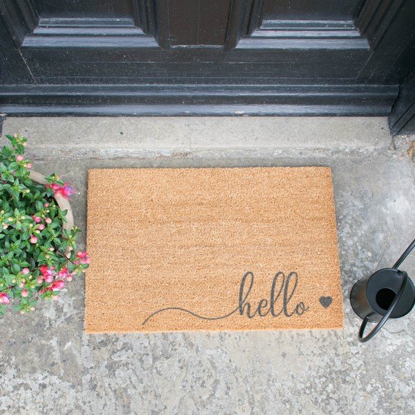 Hello Scribble természetes kókuszrost lábtörlő, 40 x 60 cm - Artsy Doormats-image-1