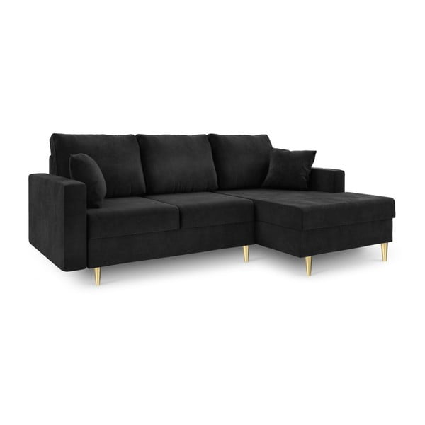 Muguet fekete kinyitható kanapé tárolóhellyel, jobb oldali kivitel - Mazzini Sofas