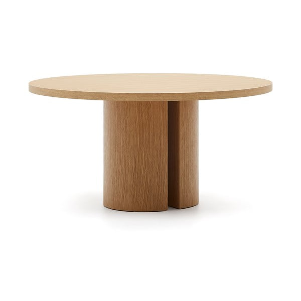 Kerek étkezőasztal tölgyfa dekorral ø 150 cm Nealy – Kave Home-image-4