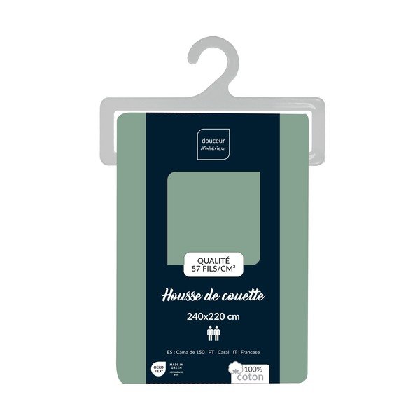 Zöld kétszemélyes-hosszabbított pamut paplanhuzat 240x220 cm Lina – douceur d'intérieur-image-2