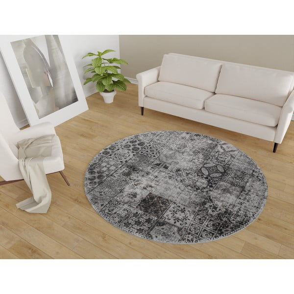 Szürke mosható kerek szőnyeg ø 100 cm – Vitaus-image-1