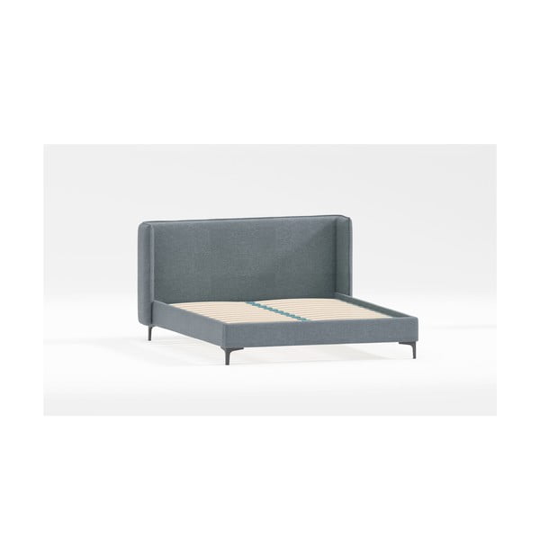 Kék kárpitozott egyszemélyes ágy ágyráccsal 90x200 cm Basti – Ropez