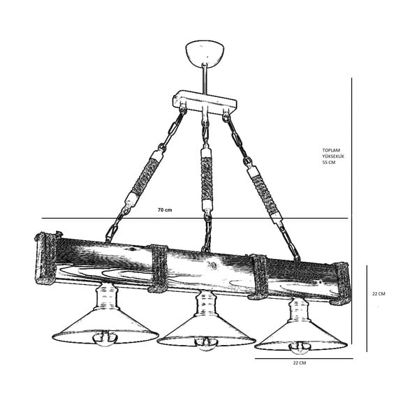 Sötétbarna függőlámpa fém búrával Kütük Ceviz – Opviq lights-image-1