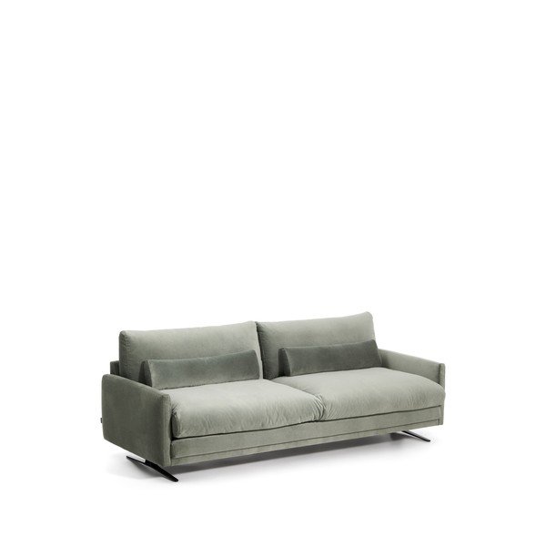 Zöld bársony kanapé 240 cm Veliro – Kave Home-image-2
