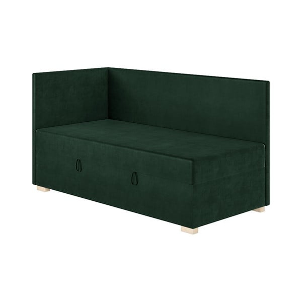 Sötétzöld sarok ágyneműtartós gyerekágy matraccal 90x200 cm Flexi – Ghado-image-4