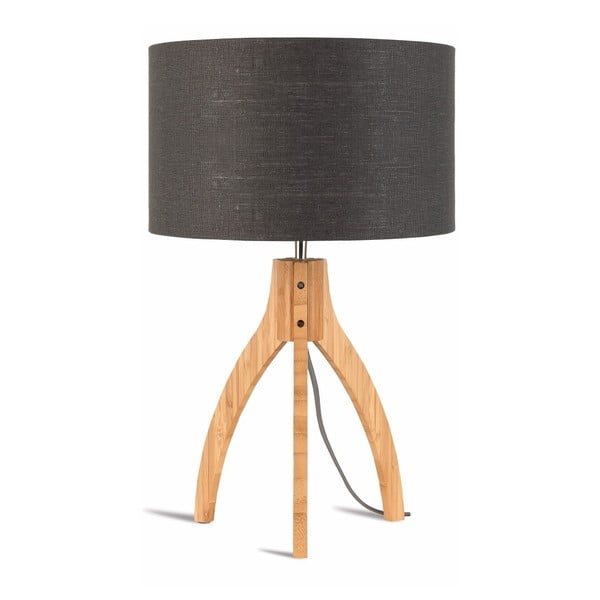 Annapurna asztali lámpa sötét szürke búrával és bambusz lámpatesttel - Good&Mojo