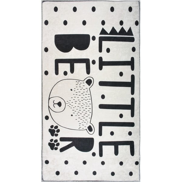 Fekete-fehér mosható gyerek szőnyeg 80x120 cm Little Bear – Vitaus