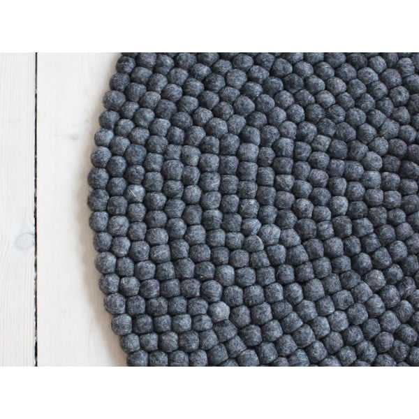 Ball Rugs antracit gyapjú golyószőnyeg, ⌀ 200 cm - Wooldot