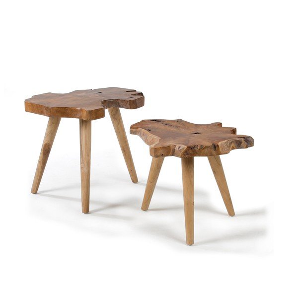 Teakfa tárolóasztal szett 2 db-os 50x60 cm Hattie – Kave Home