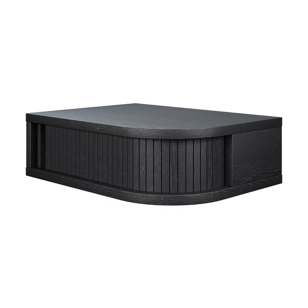 Fekete éjjeliszekrény tölgyfa dekorral Farsta – Woodman-image-2