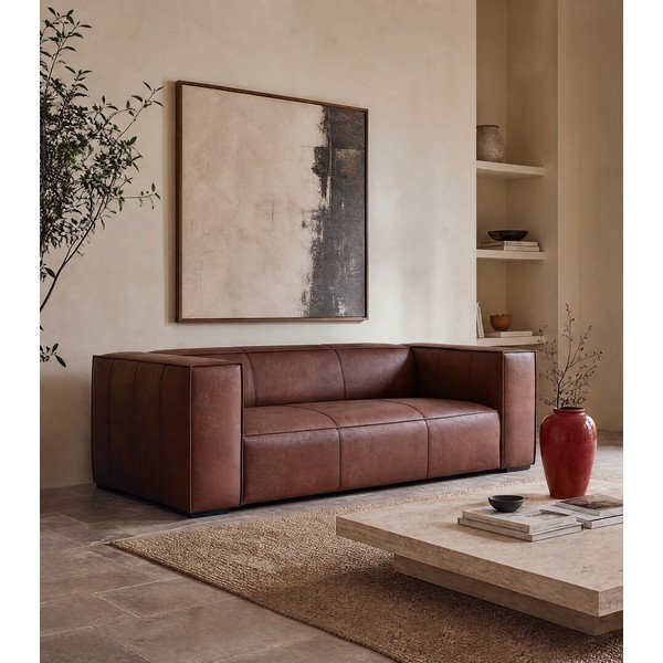 Konyakbarna bőr kanapé 227 cm Madame – Windsor & Co Sofas-image-1