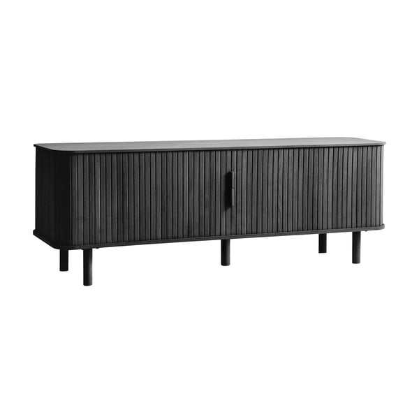 Fekete TV-állvány tölgyfa dekorral 160x56 cm Cavo – Unique Furniture-image-4
