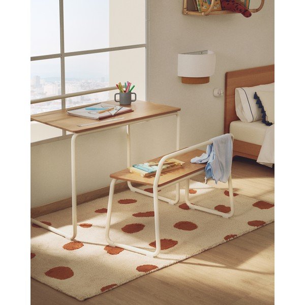 Krémszínű mosható-kézi szövésű pamut gyerek szőnyeg 90x150 cm Tandani – Kave Home-image-1