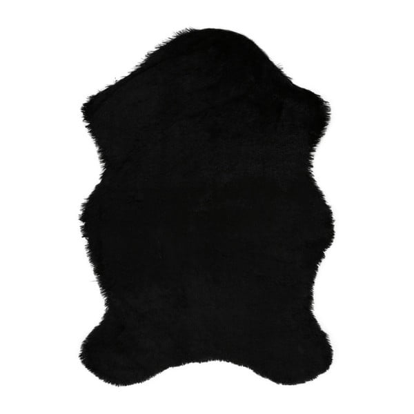 Pelus Black fekete műszőrme szőnyeg, 75 x 100 cm