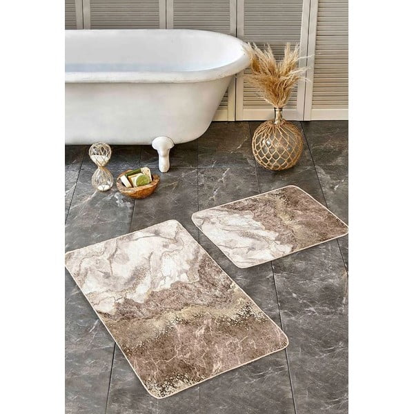 Barna fürdőszobai kilépő szett 2 db-os 60x100 cm – Mila Home-image-4