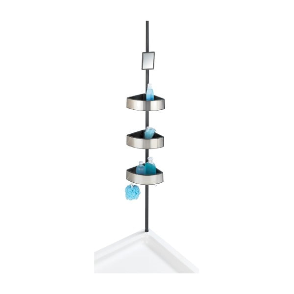 Prea Silver/Black teleszkópos fürdőszobai sarokpolc, 27 x 20 cm - Wenko-image-2