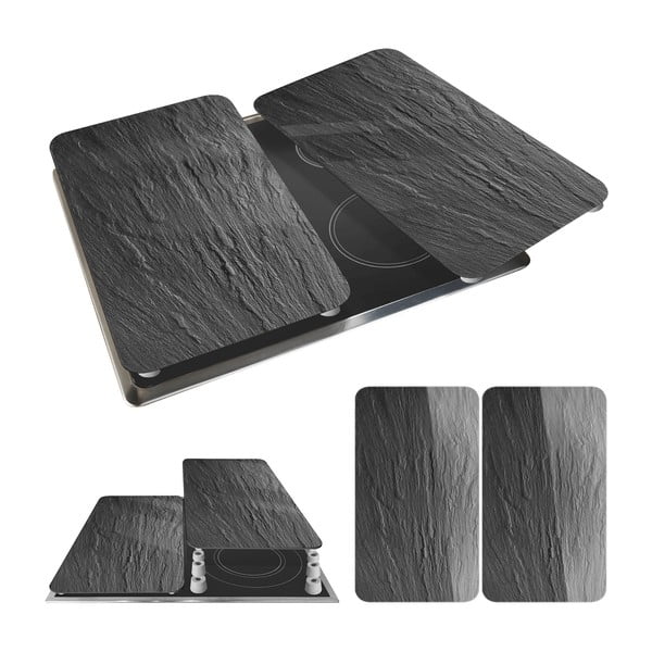 Edzett üveg tűzhely fedőlap szett 2 db-os 30x52 cm Slates – Wenko-image-2