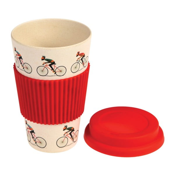 Le Bicycle bambusz utazó bögre piros részletekkel, 400 ml - Rex London-image-3