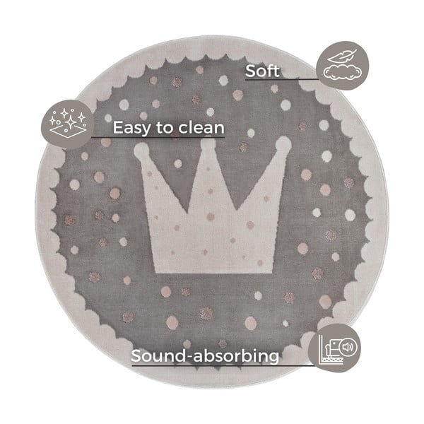 Szürke gyerek szőnyeg ø 140 cm Crown – Hanse Home-image-4