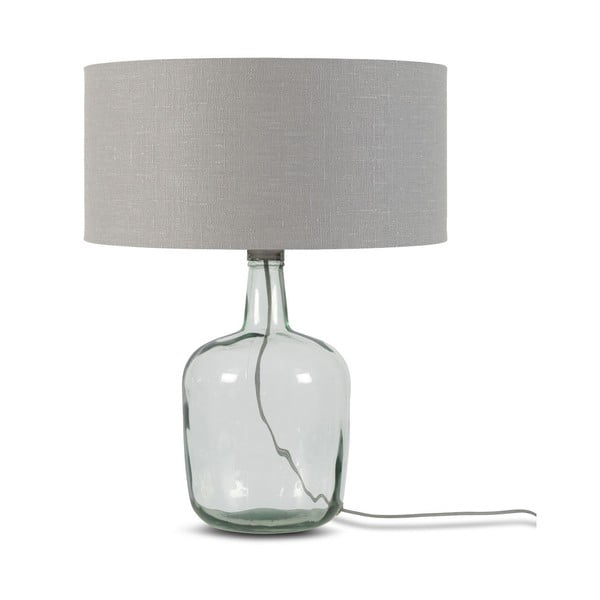 Murano asztali lámpa világosszürke lámpaernyővel, újrahasznosított üveg lámpatesttel, ⌀ 47 cm - Good&Mojo