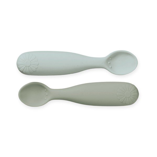 Khaki-világoskék szilikon gyerek kanál szett 2 db-os Olive Mix – Cam Cam Copenhagen