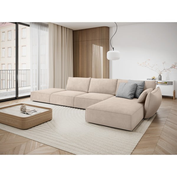 Bézs sarokkanapé (jobb oldali) Vanda – Mazzini Sofas-image-1