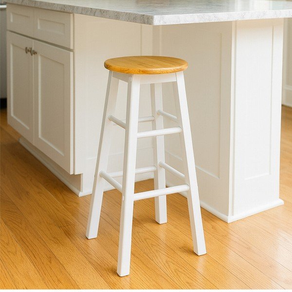 Fehér-natúr színű kaucsukfa bárszék (ülésmagasság 74 cm) Chester – Premier Housewares-image-3