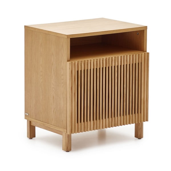 Natúr színű éjjeliszekrény tölgyfa dekorral Beyla – Kave Home-image-2