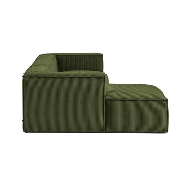 Zöld kordbársony sarokkanapé (bal oldali-heverő résszel) Blok – Kave Home-image-3