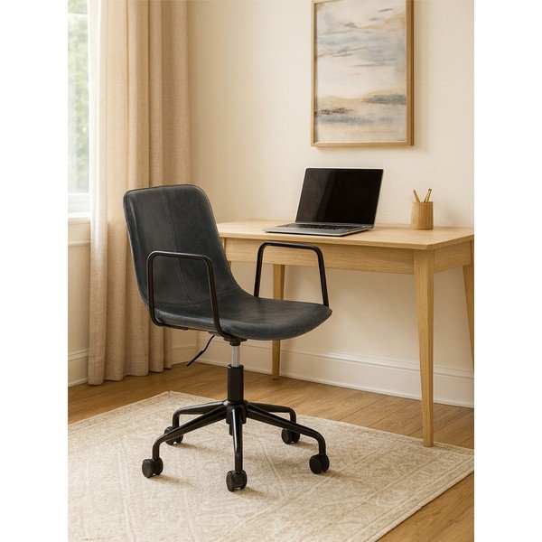 Sötétszürke bőrutánzat irodai szék Branson – Premier Housewares-image-1