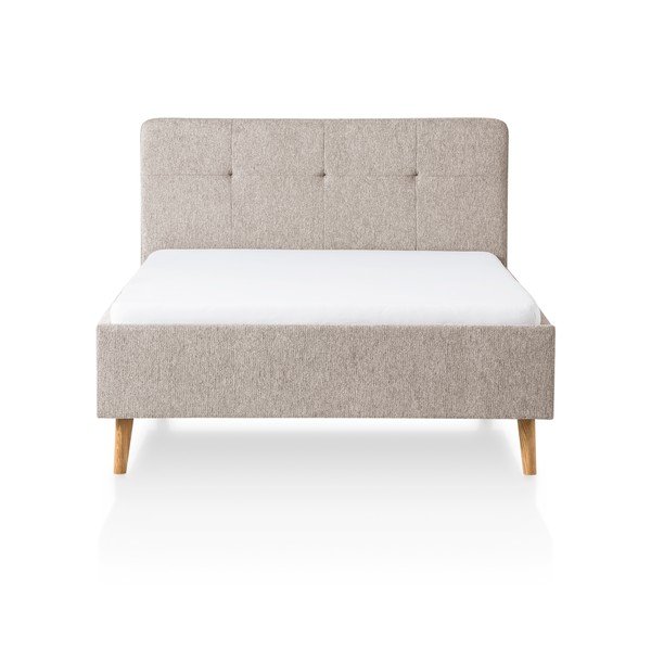 Szürke-barna kárpitozott franciaágy ágyrács nélkül 140x200 cm Smart – Meise Möbel-image-3