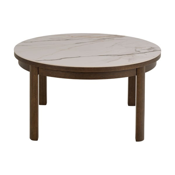 Bézs-sötétbarna kerek dohányzóasztal kerámia asztallappal ø 90 cm Southampton – Actona-image-2