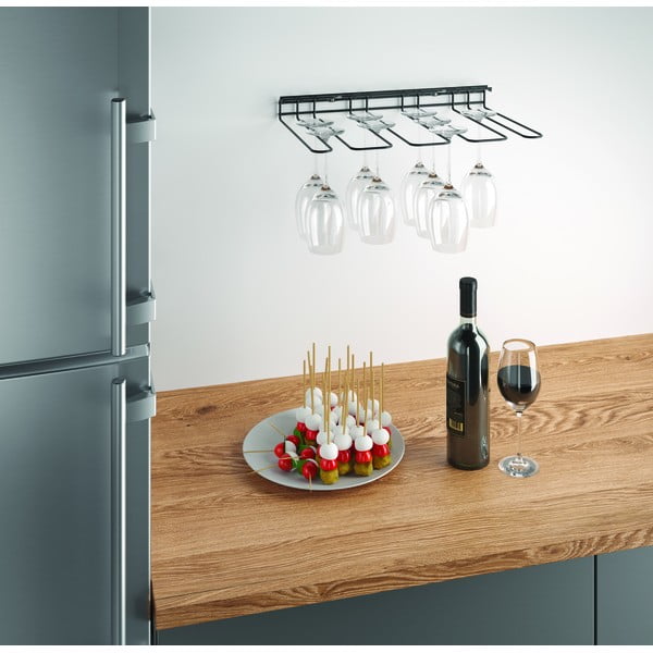 Wine Glass fekete fali borospohár tartó - Metaltex-image-1