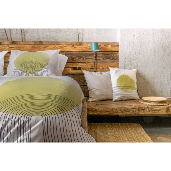 Rising Sun bézs-sárga pamut-szatén ágyneműhuzat, 200 x 200 cm - Butter King-image-1