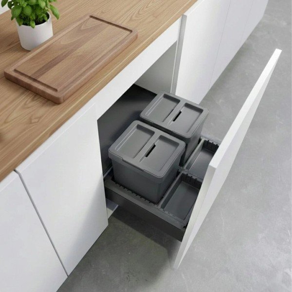 Szürke műanyag szelektív-beépíthető szemetes 2x12 l Metropolis Flip-up – Elletipi-image-1