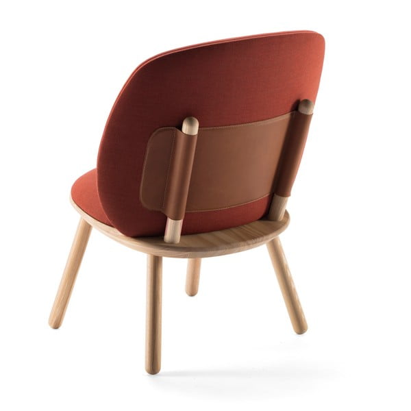 Naïve konyak barna fotel kőrisfa konstrukcióval és bőr részletekkel - EMKO-image-3