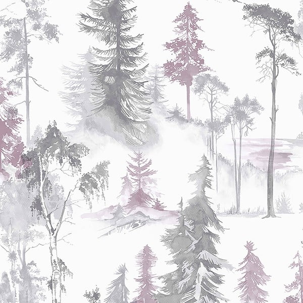 Mystical Forest Lilac fehér-szürke tapéta, 0,52 x 10 m - Graham & Brown