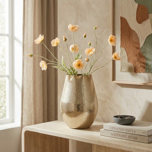Aranyszínű alumínium kézzel készített váza (magasság 38 cm) Brighty – Bizzotto-image-1