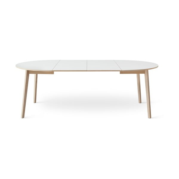 Kerek bővíthető étkezőasztal fehér asztallappal és hosszabbító asztallappal ø 130 cm Single – Hammel Furniture-image-3