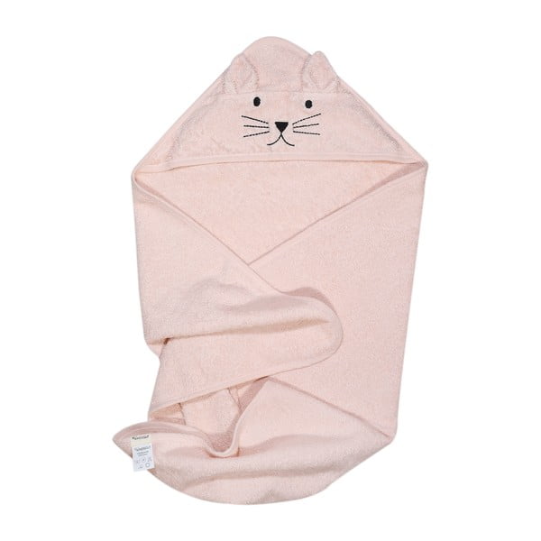 Cat rózsaszín pamut kapucnis gyerek törölköző - Kindsgut-image-2