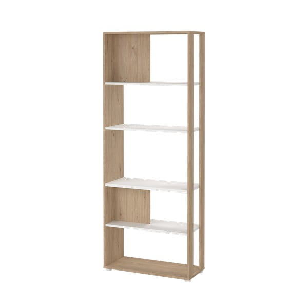 Fehér-natúr színű könyvespolc tölgyfa dekorral 80x205 cm Sign – Tvilum-image-2